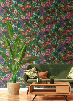 Vliestapete Floral Blumen grün bunt 37756-1