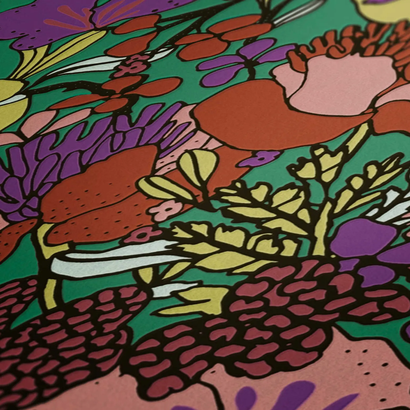 Vliestapete Floral Blumen grün bunt 37756-1