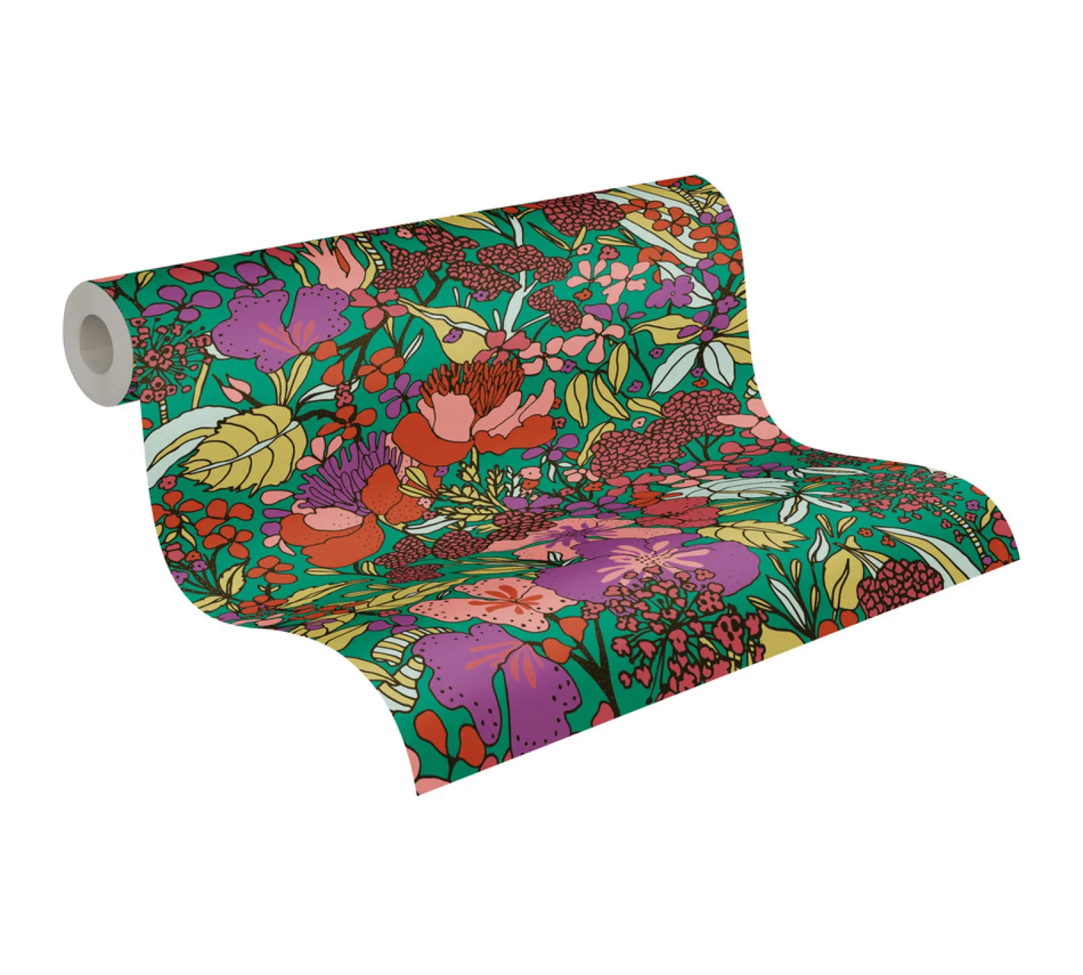 Vliestapete Floral Blumen grün bunt 37756-1