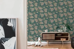 Vliestapete Floral Blumen Petrol Bronze Metallic 39025-4