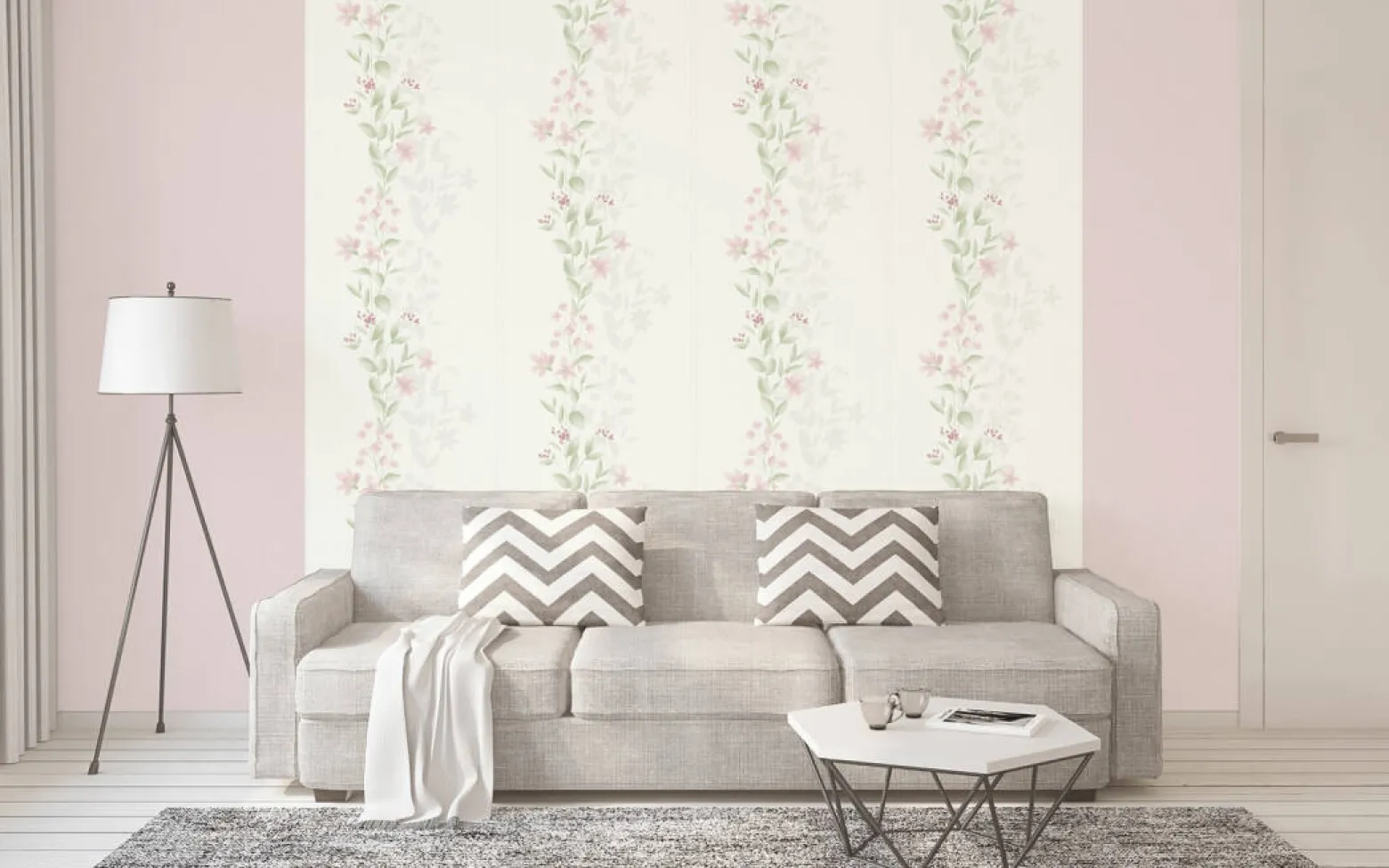 Vliestapete Floral Blumen Ranken weiß grün 37266-1