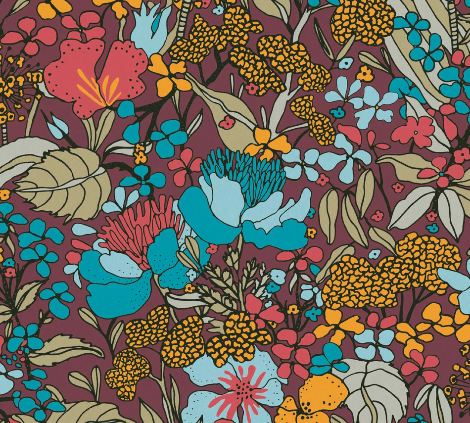 Vliestapete Floral Blumen rot bunt 37756-3
