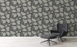 Vliestapete Floral Blumen Schwarz Creme Metallic 39025-3