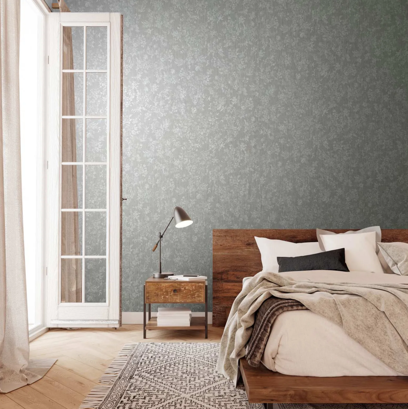 Vliestapete Floral Blumen Struktur Grau Beige 82359