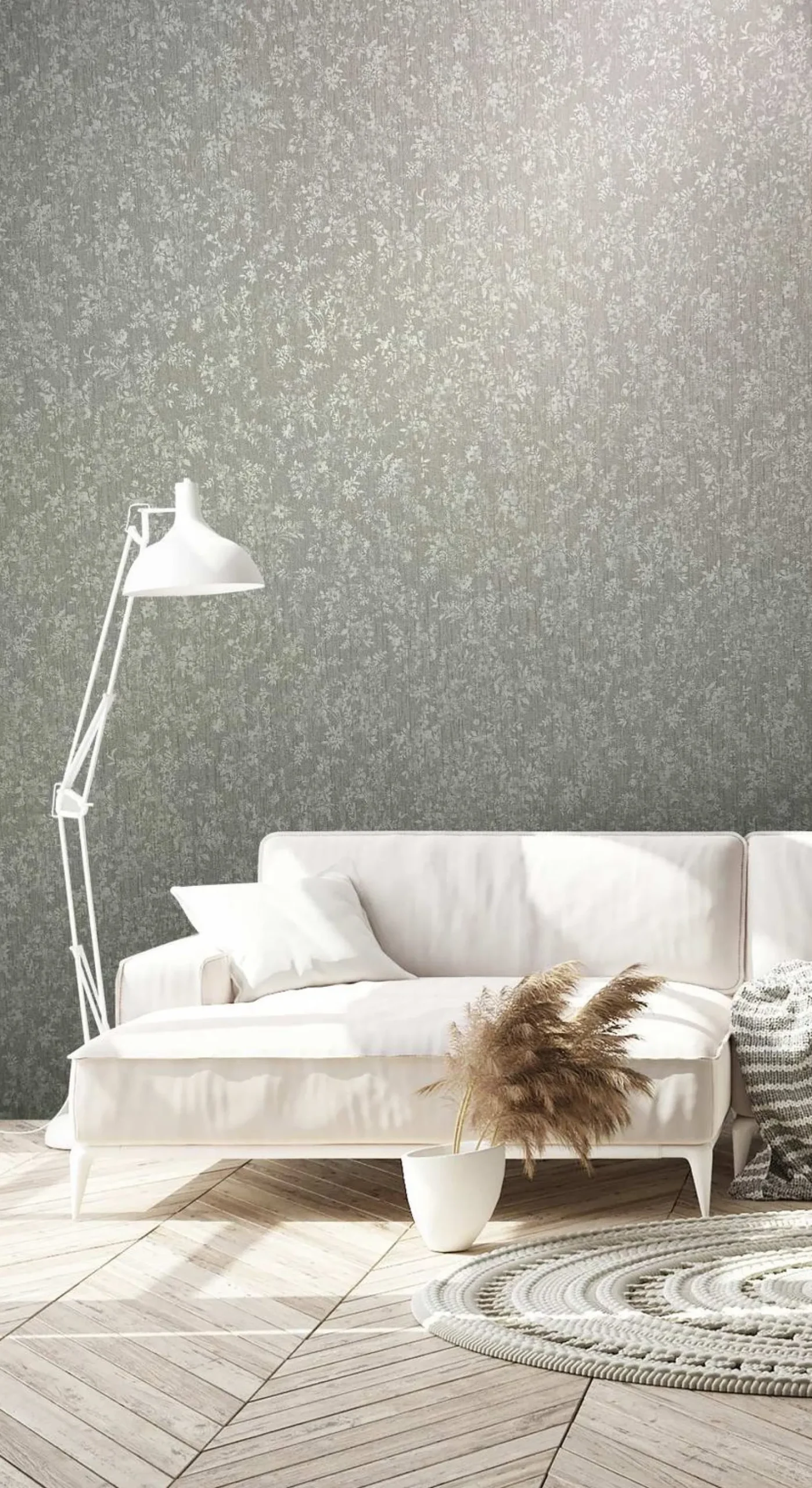 Vliestapete Floral Blumen Struktur Grau Beige 82359