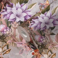 Vliestapete Floral Blumen Vintage grau bunt 38177-3