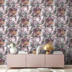 Vliestapete Floral Blumen Vintage hellgrau bunt 38177-5