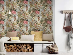 Vliestapete Floral Blumen Vintage grün bunt 38177-1