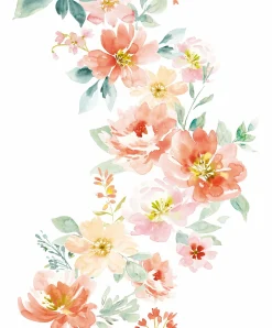 Vliestapete Floral Blumen Weiß Rot Grün 89011