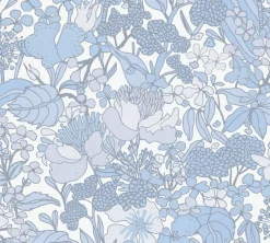 Vliestapete Floral Blumen weiß blau grau 37756-6