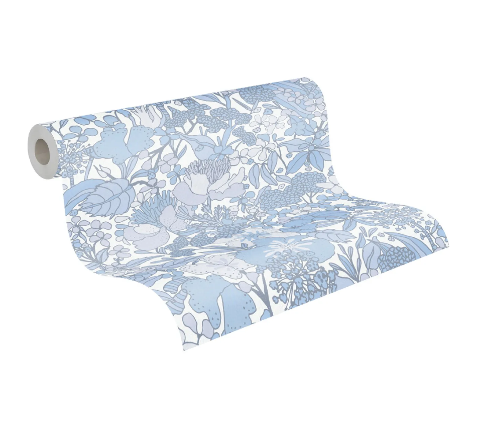 Vliestapete Floral Blumen weiß blau grau 37756-6