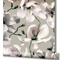 Vliestapete Floral Blumen Zweige Grau Weiß 47466