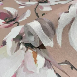 Vliestapete Floral Blumen Zweige Rosa Weiß 47465