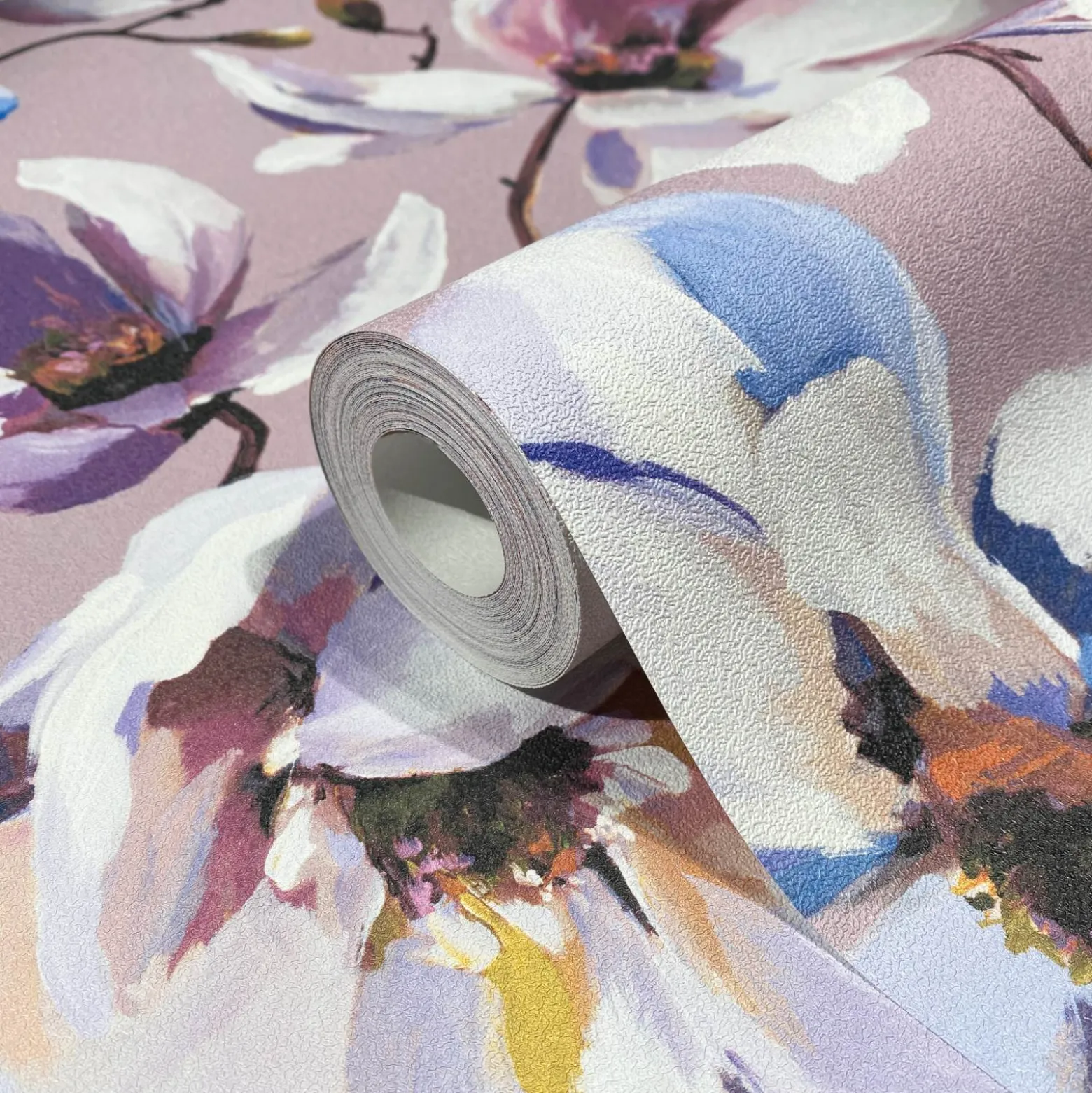 Vliestapete Floral Blumen Zweige Rosa Lila 47463