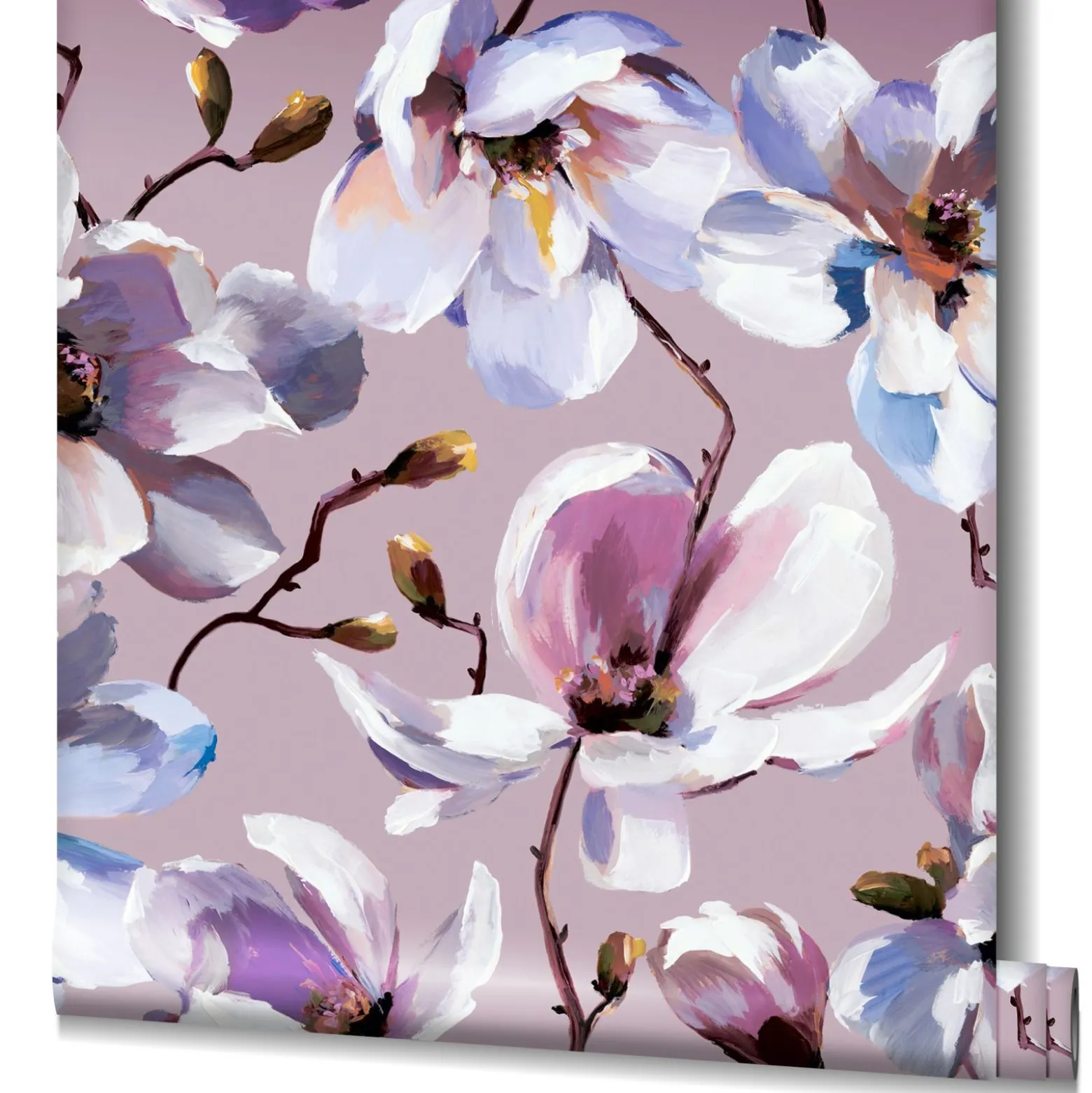 Vliestapete Floral Blumen Zweige Rosa Lila 47463