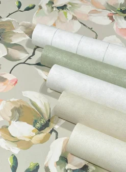 Vliestapete Floral Blumen Zweige Beige Weiß 47464