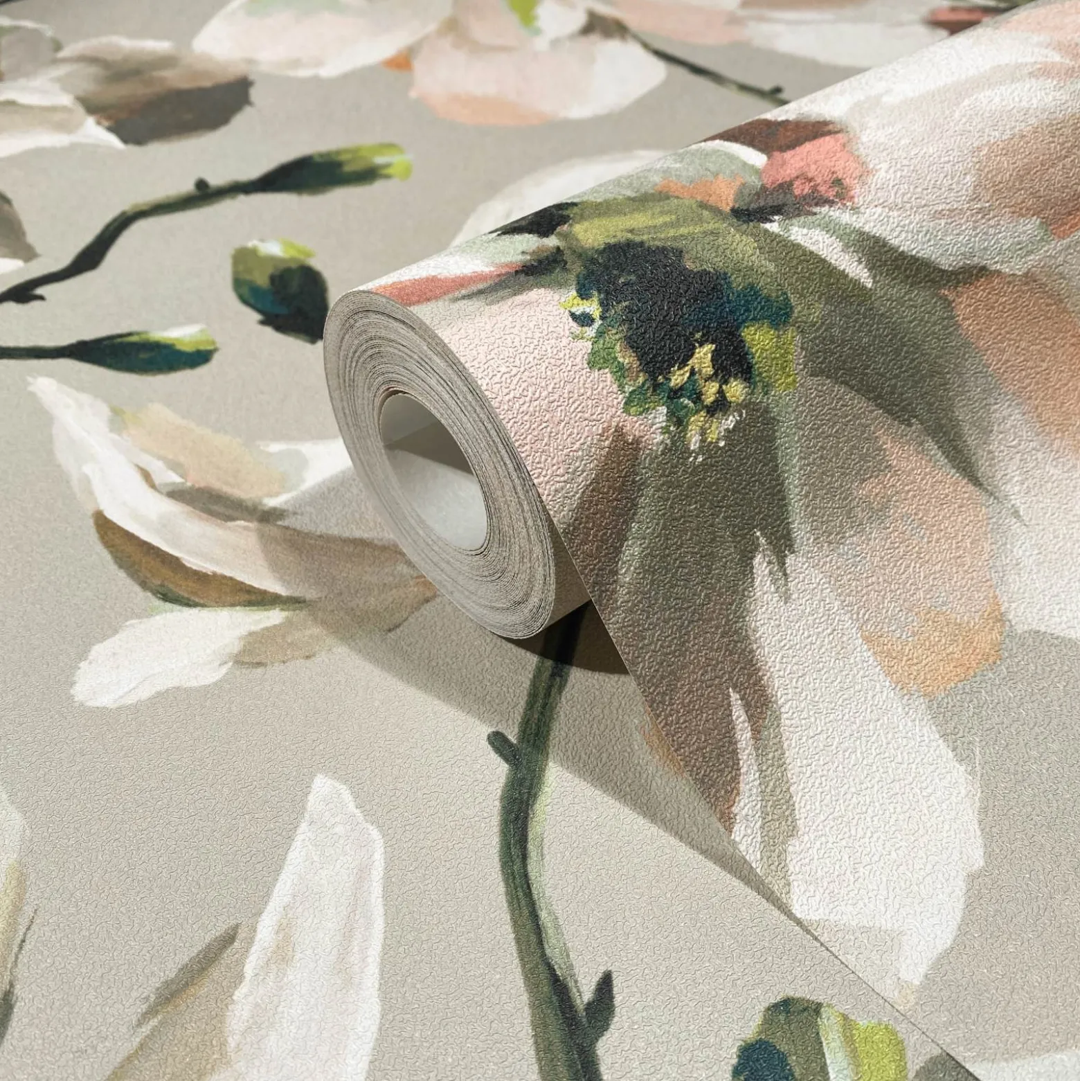 Vliestapete Floral Blumen Zweige Beige Weiß 47464