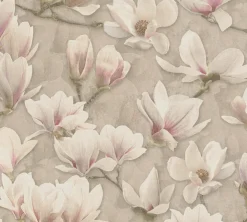 Vliestapete Floral Blume Zweige Braun Creme Rosa 39610-1