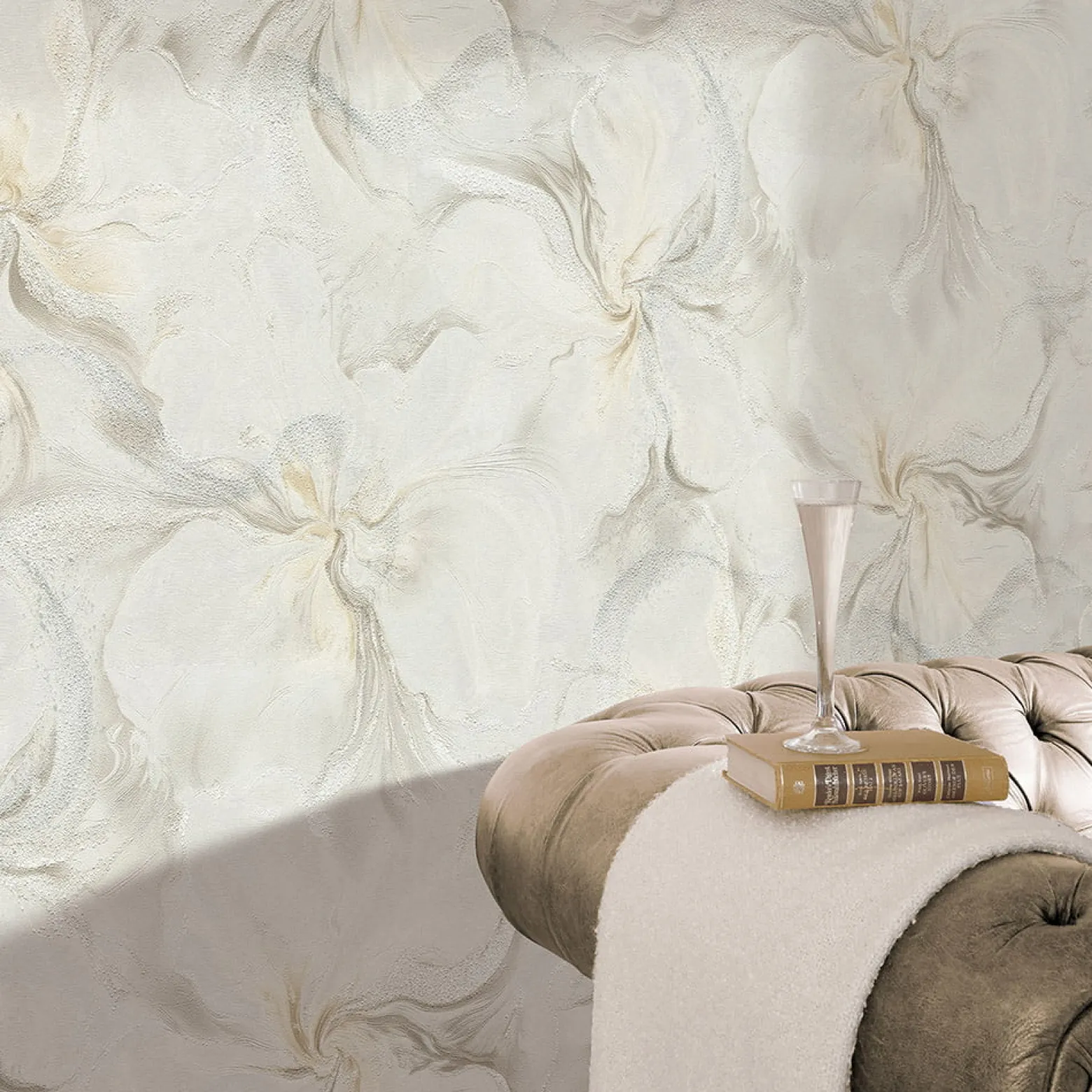 Vliestapete Floral Braun Grau Silber Glitzer 10514-38