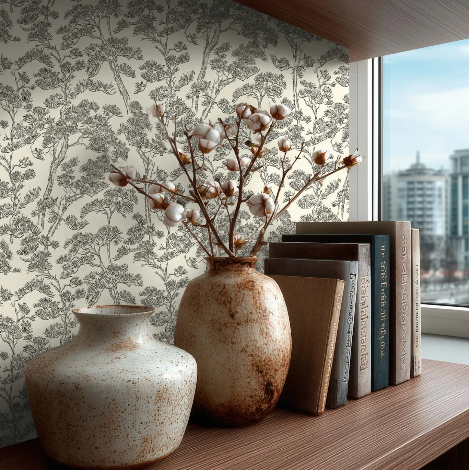 Vliestapete Floral Bäume Abstrakt Weiß Grau 79001-5