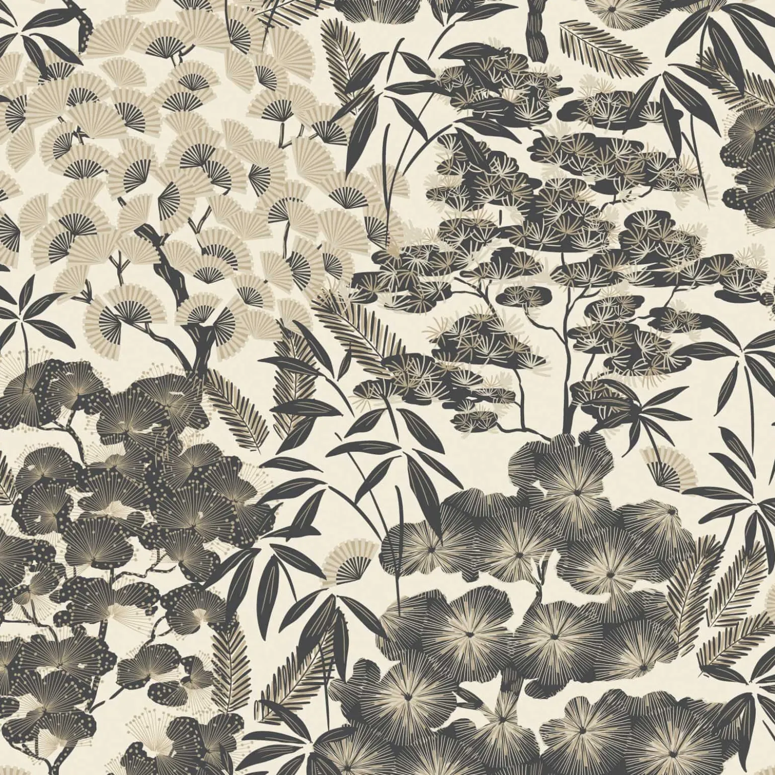 Vliestapete Floral Creme Schwarz Gold Metallic A63001