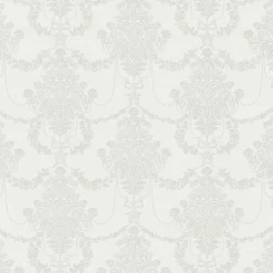 Vliestapete Floral Damast Creme Silber Metallic 10287-31