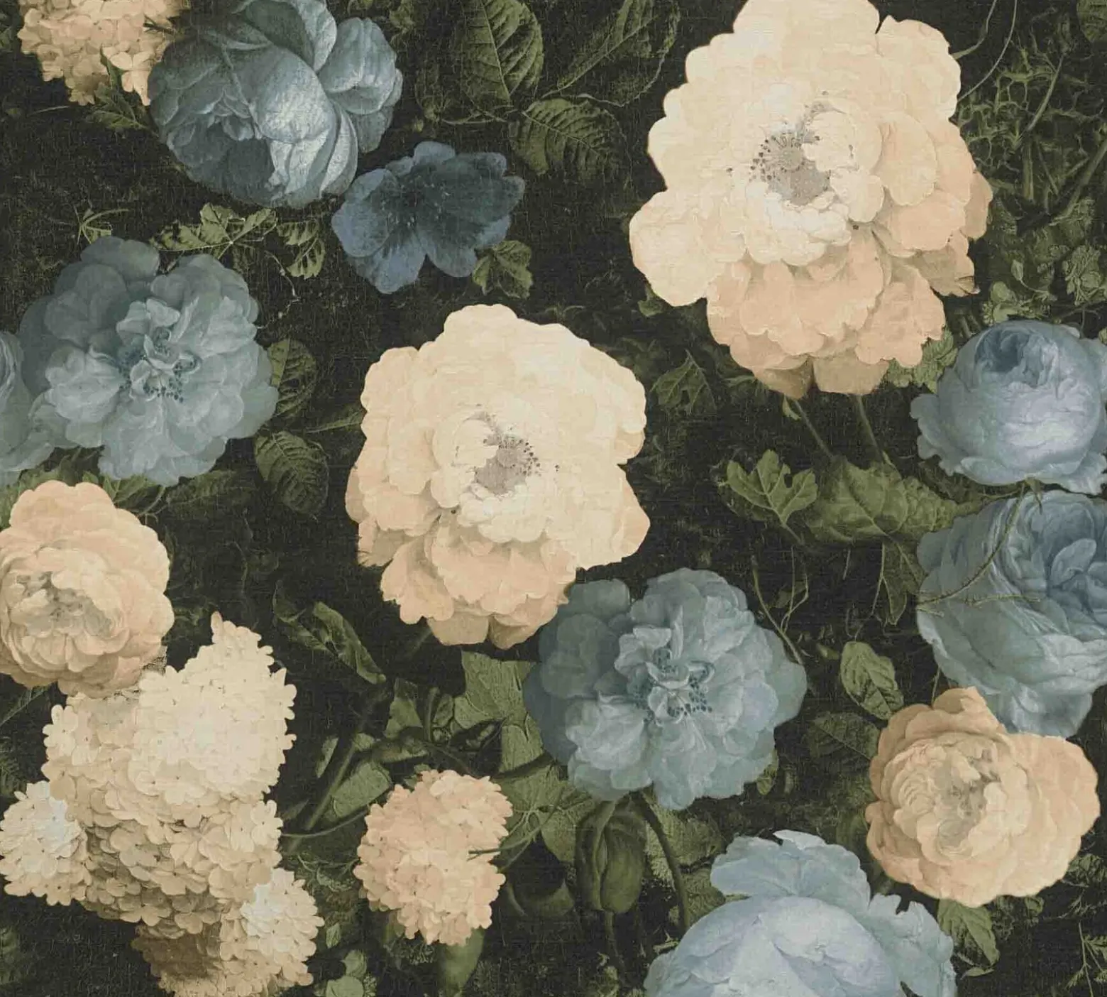 Vliestapete florale Blumen schwarz grün blau 37650-2