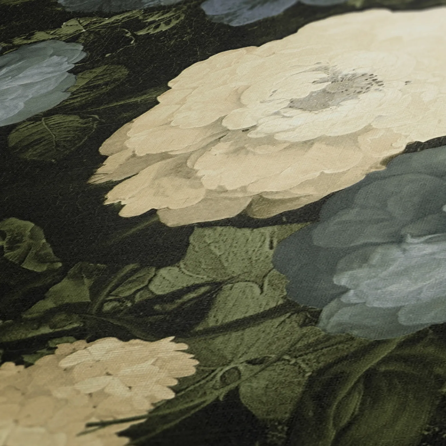Vliestapete florale Blumen schwarz grün blau 37650-2