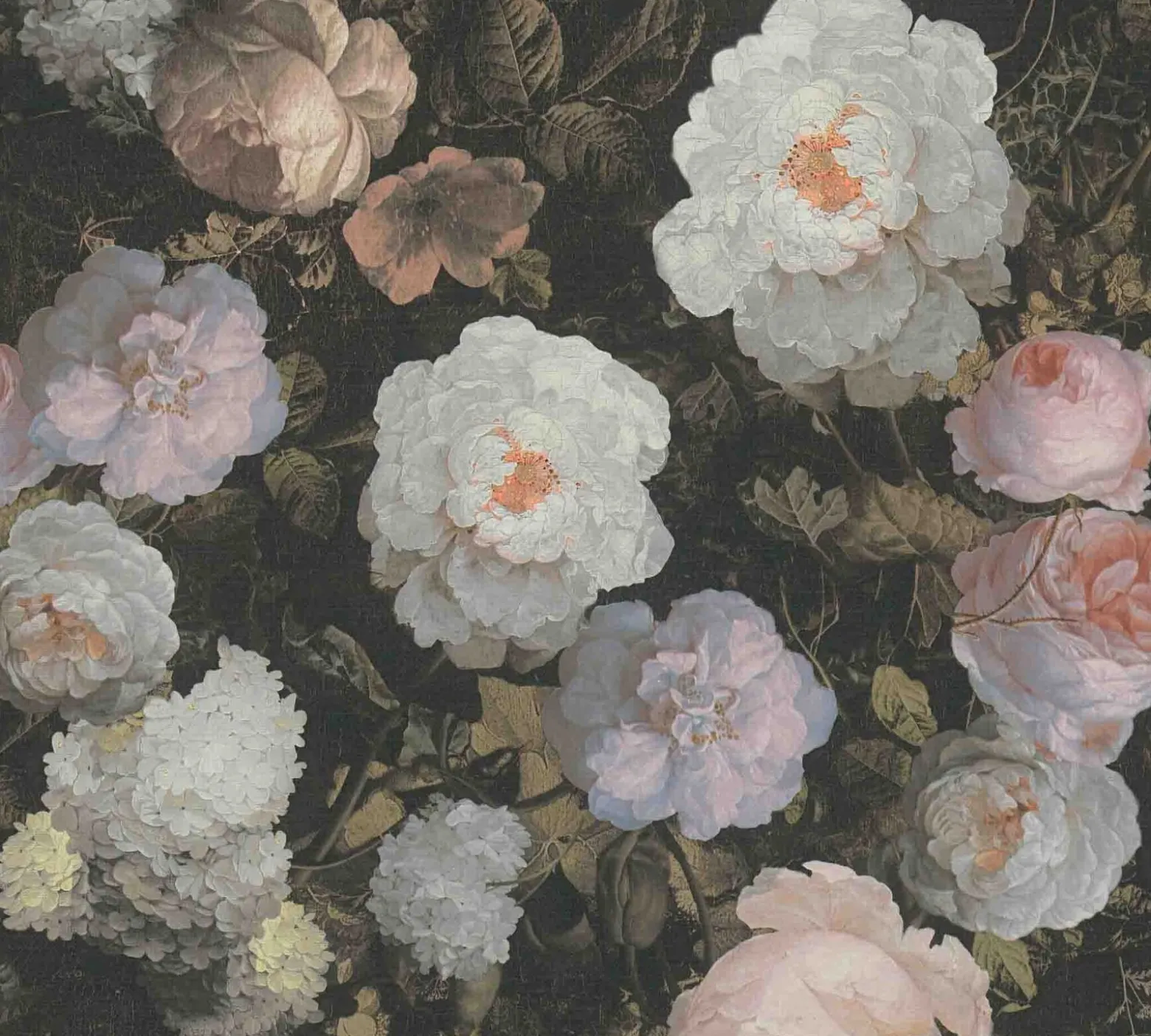 Vliestapete florale Blumen schwarz weiß grün 37650-5
