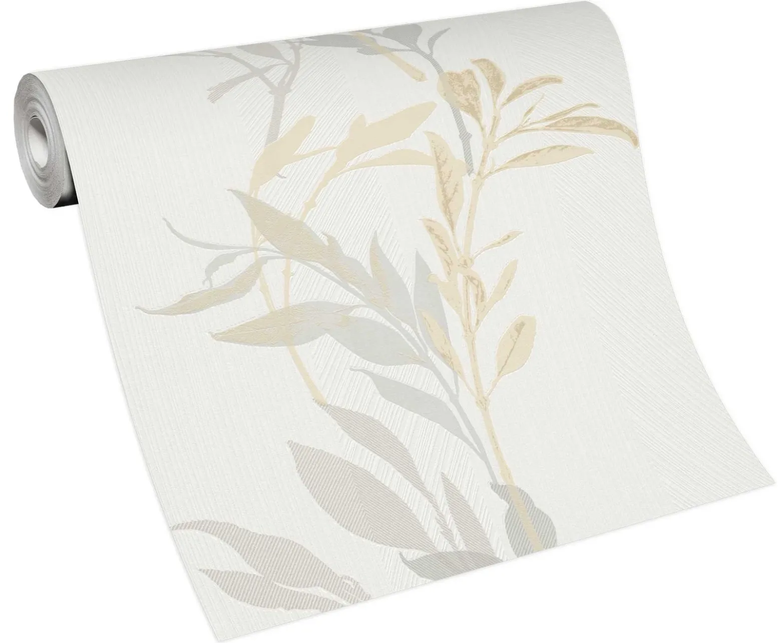 Vliestapete Florale Zweige weiß grau beige 10138-31