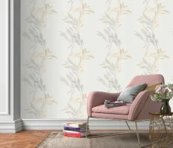 Vliestapete Florale Zweige weiß grau beige 10138-31