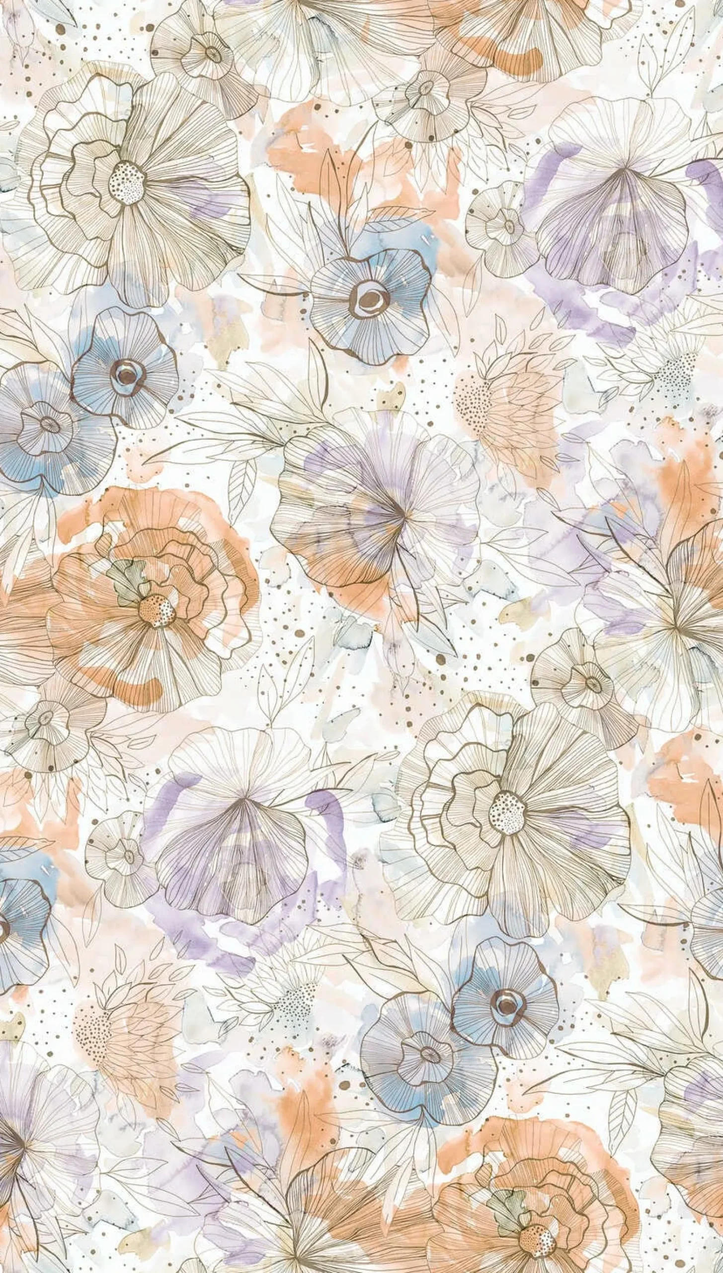 Vliestapete Floral Fineline Creme Beige Orange 39694-2
