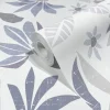 Vliestapete Floral Grafisch Weiß Lila Grau 47470