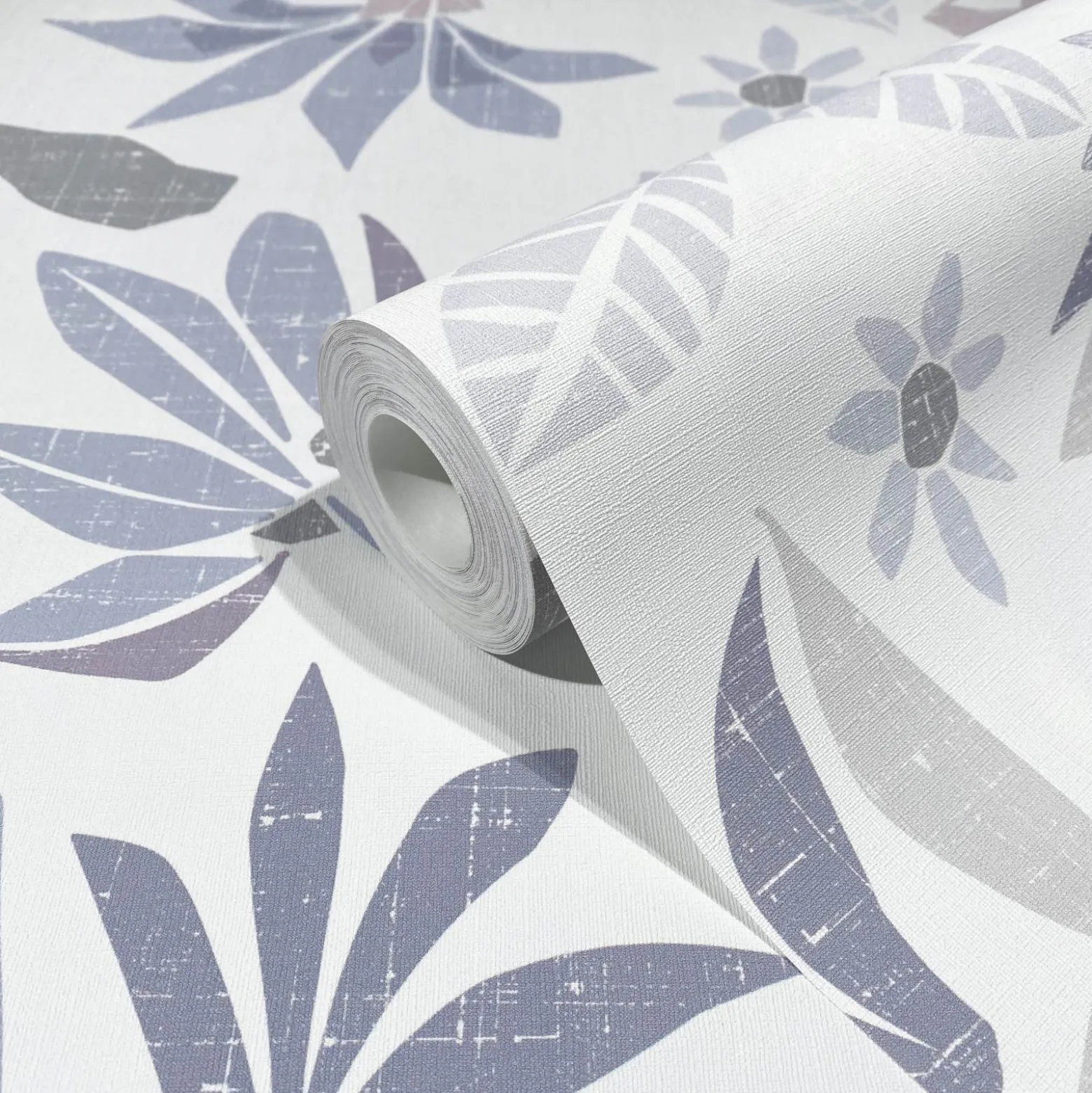 Vliestapete Floral Grafisch Weiß Lila Grau 47470
