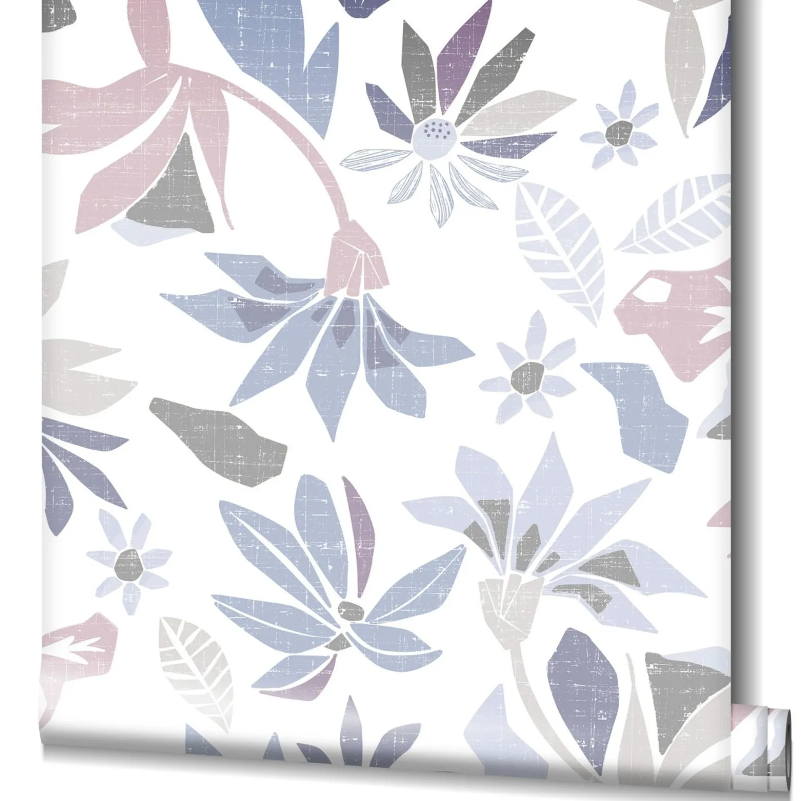 Vliestapete Floral Grafisch Weiß Lila Grau 47470