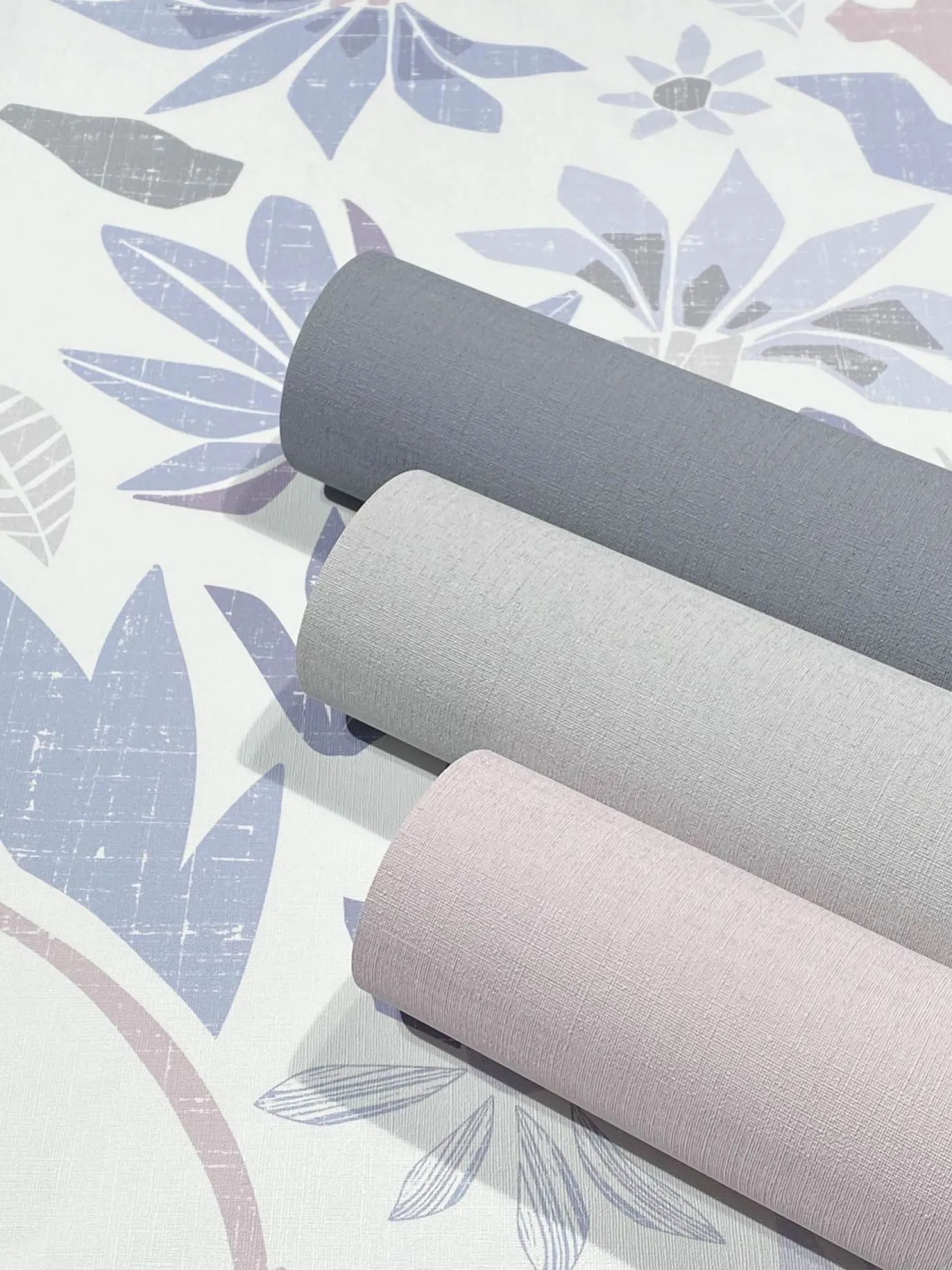 Vliestapete Floral Grafisch Weiß Lila Grau 47470