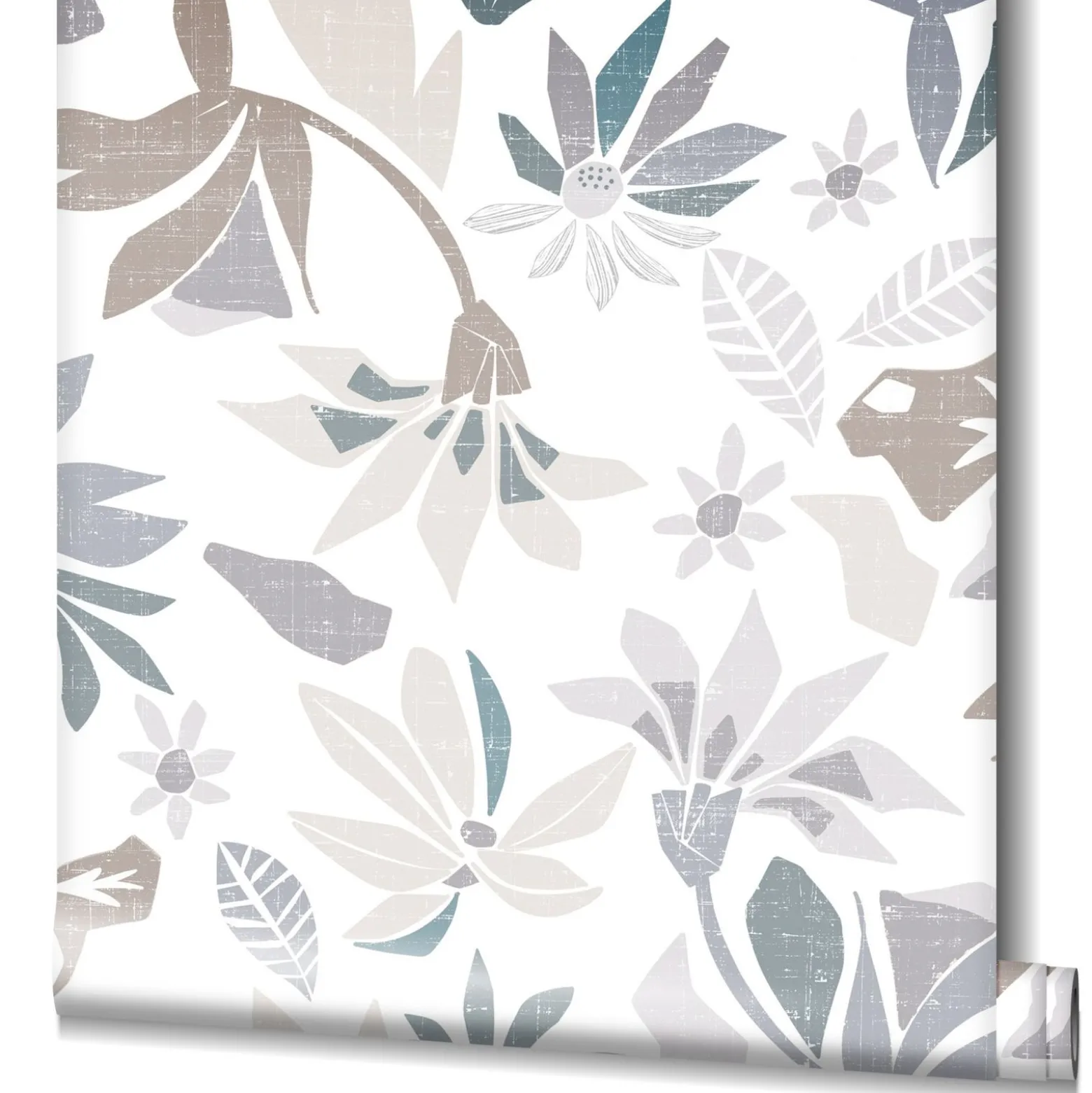 Vliestapete Floral Grafisch Weiß Grau Beige 47468