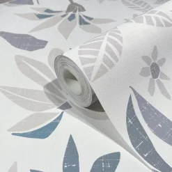 Vliestapete Floral Grafisch Weiß Grau Beige 47468