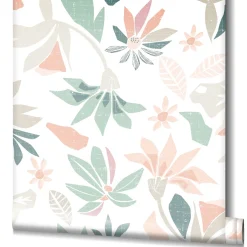 Vliestapete Floral Grafisch Weiß Beige Grün 47469