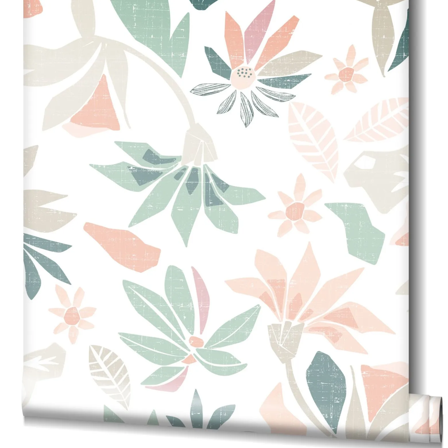 Vliestapete Floral Grafisch Weiß Beige Grün 47469