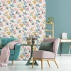 Vliestapete Floral Grafisch Weiß Blau Rot Gelb 47467