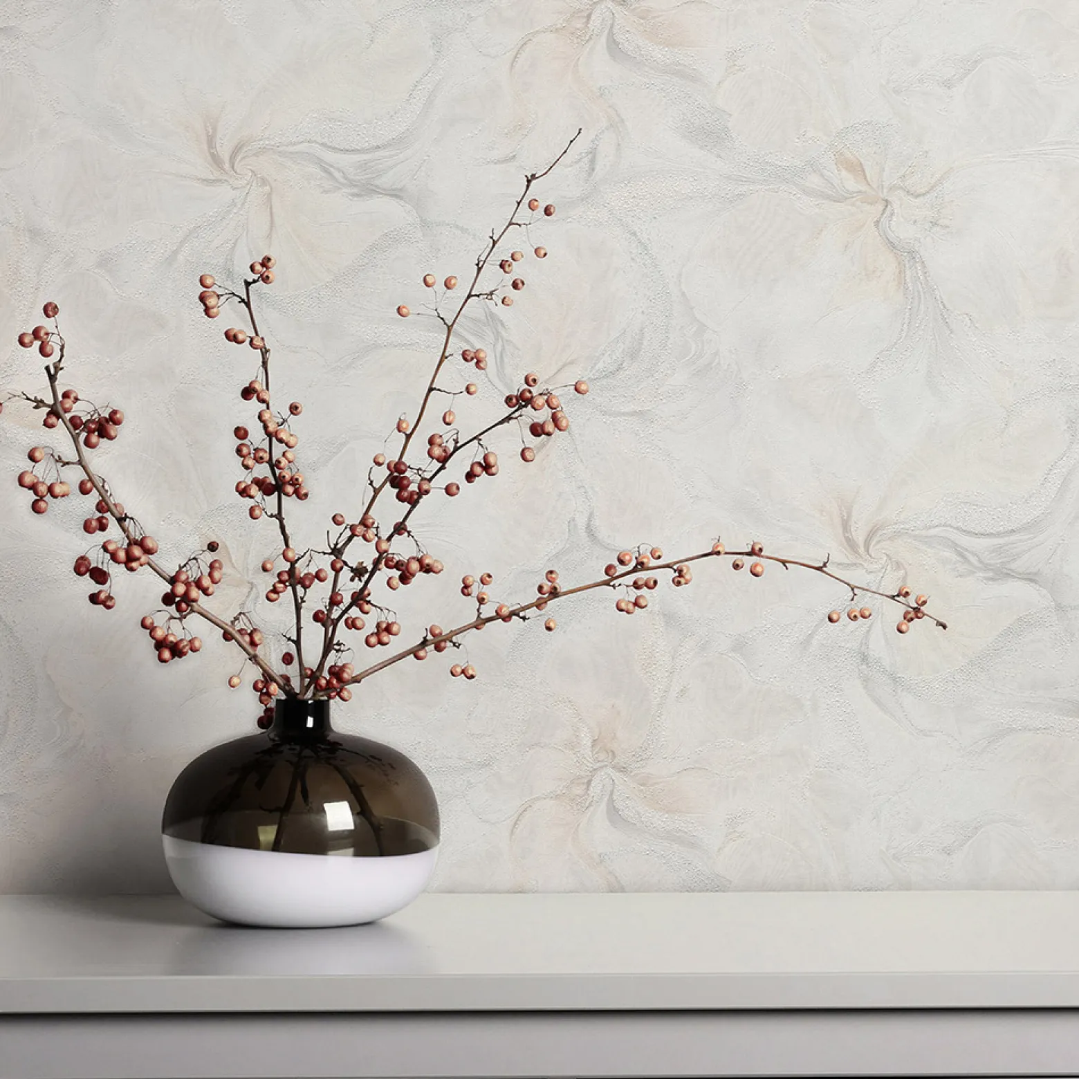 Vliestapete Floral Grau Beige Silber Glitzer 10514-02