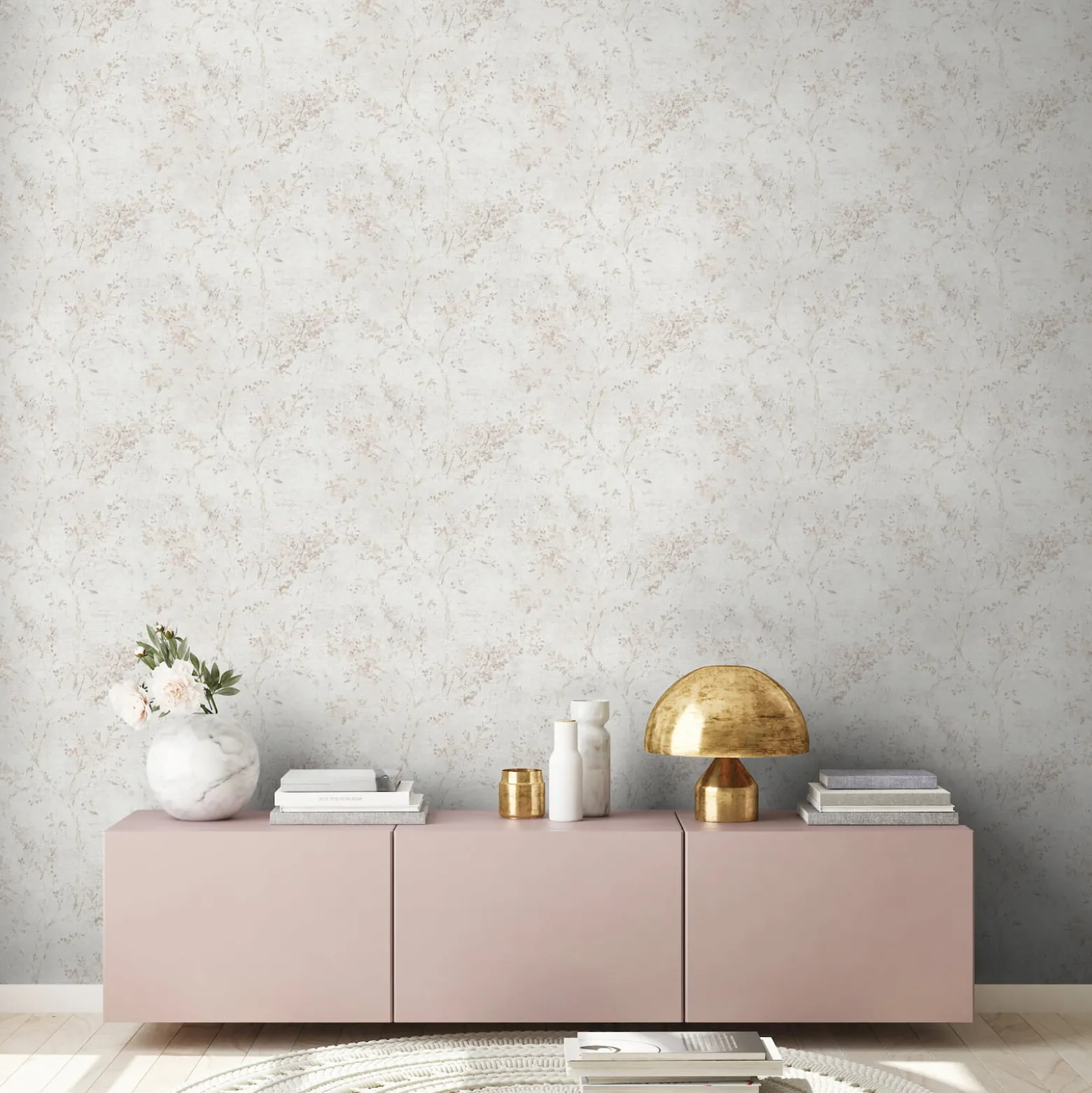 Vliestapete Floral Grau Beige Rose Metallic 39650-3