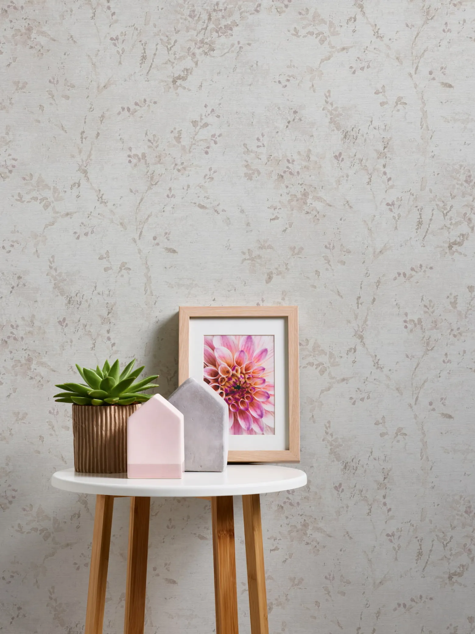 Vliestapete Floral Grau Beige Rose Metallic 39650-3