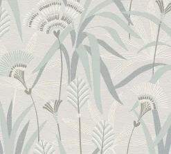 Vliestapete Floral Grau Creme Blau Metallic 39936-3