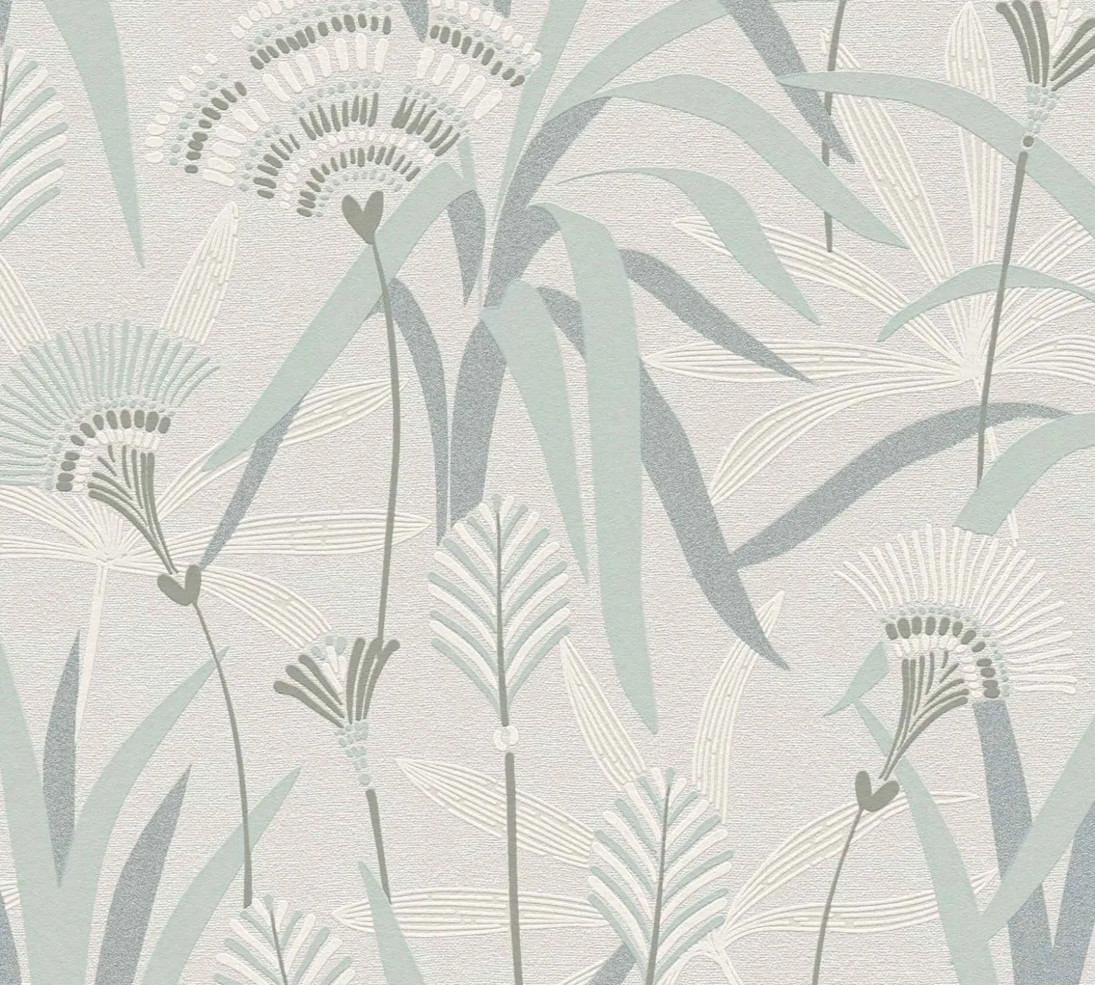 Vliestapete Floral Grau Creme Blau Metallic 39936-3