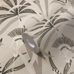 Vliestapete Floral Grau Schwarz Silber Metallic 39936-1