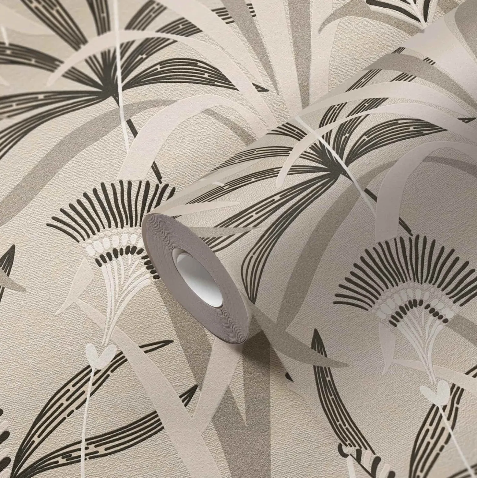 Vliestapete Floral Grau Schwarz Silber Metallic 39936-1
