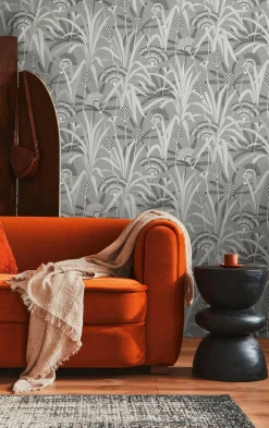 Vliestapete Floral Grau Schwarz Blau Metallic 39936-2