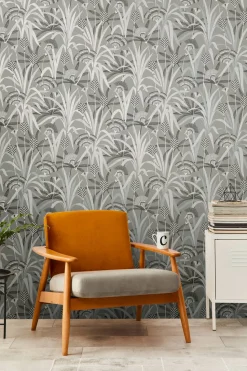 Vliestapete Floral Grau Schwarz Blau Metallic 39936-2